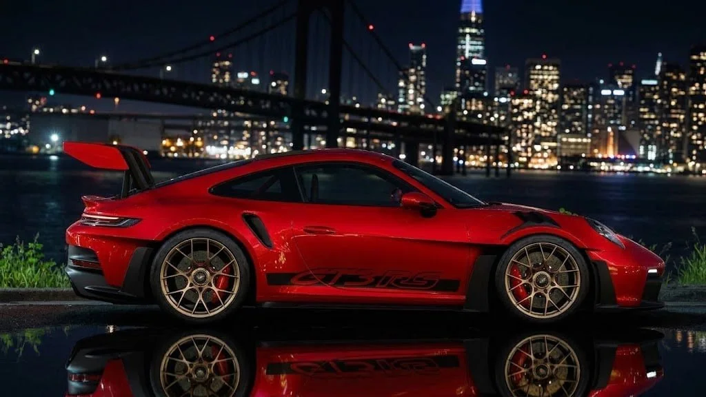 Forza Horizon 6 — красный Porsche GT3 RS на фоне ночного города
